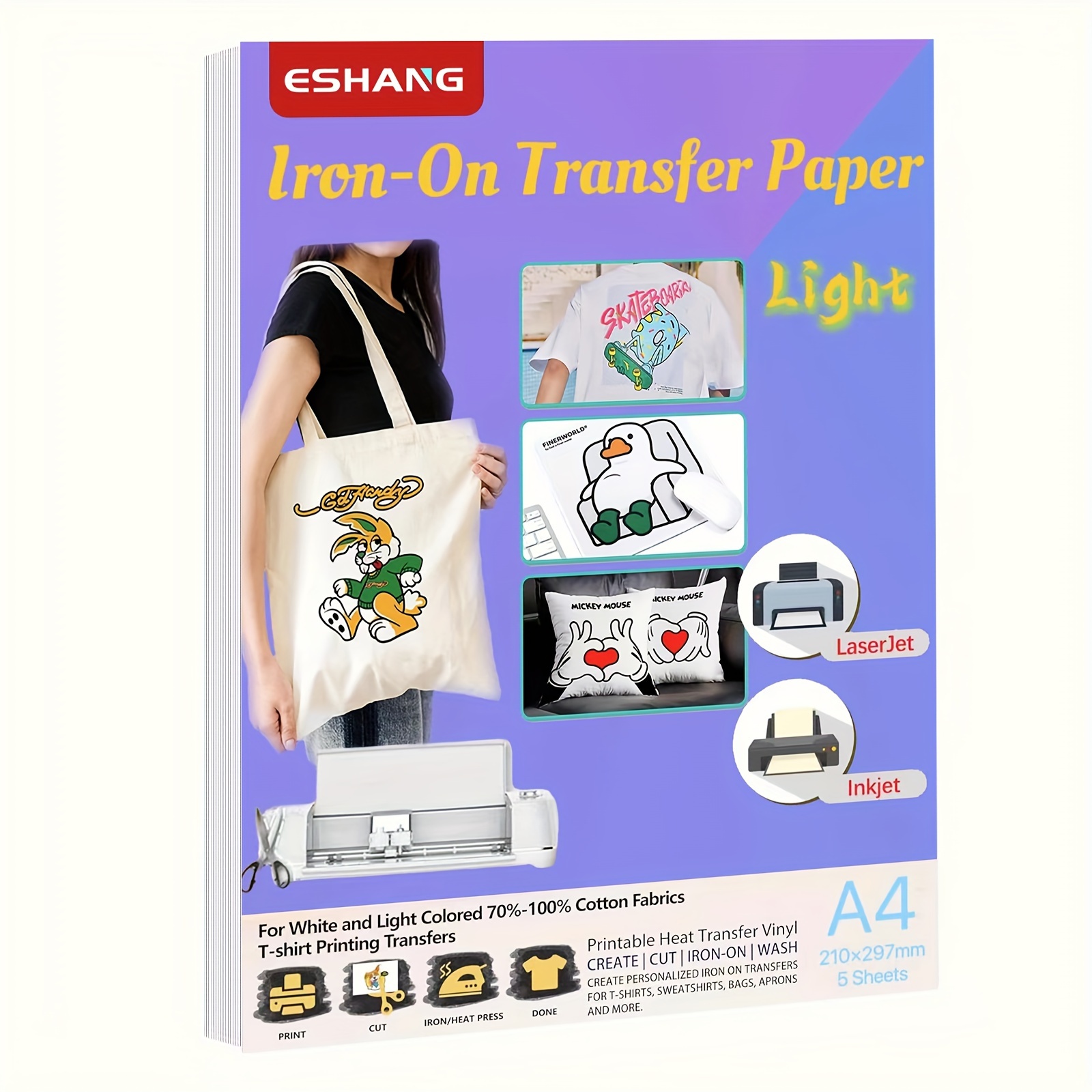Printable Heat Transfer Vinyl - A4 사이즈 열전사 용지 라이트 패브릭용