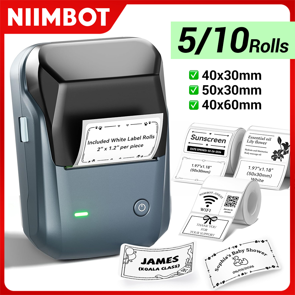 Niimbot B1 프린터 열 블루투스 무선 미니 모바 - Commercial Printing Labels 리뷰 및 가격